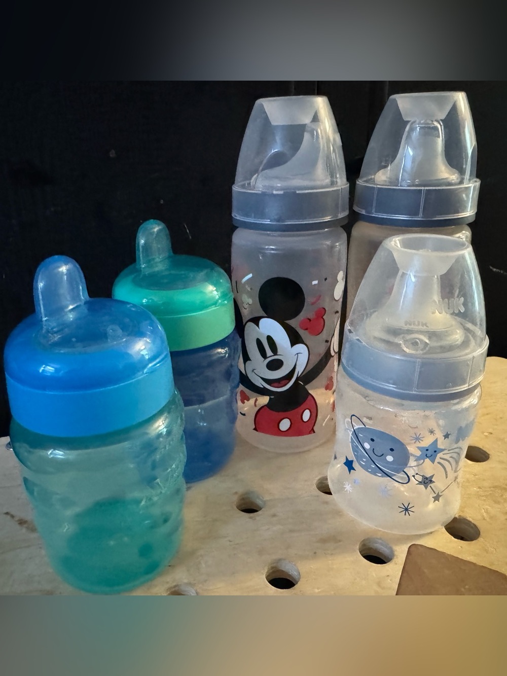 Assorted Kids Sippy Bottle Set with Blue, Teal and Clear Designs